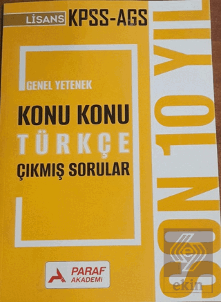 KPSS AGS Genel Yetenek Konu Konu Türkçe Çıkmış Sorular Son 10 Yıl
