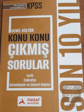 KPSS Ön Lisans Ortaöğretim Genel Kültür Konu Konu Çıkmış Sorular Son 1