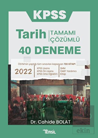 KPSS Tarih Tamamı Çözümlü 40 Deneme