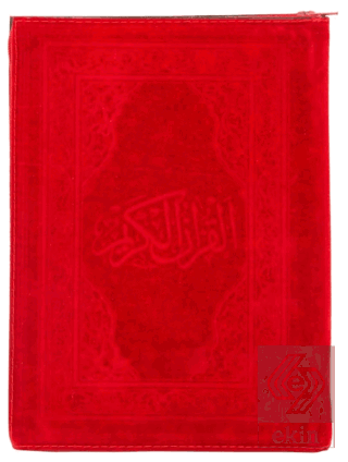 Küçük Boy Kadife Kılıflı Kur'an-ı Kerim (Kırmızı R