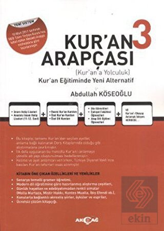 Kur'an Arapçası 3 (Kitap + Çözüm Kitabı)