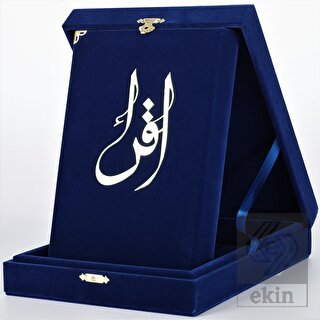 Kur'an-ı Kerim (Orta Boy-Kadife Kutulu Koyu Mavi)