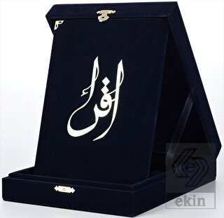 Kur'an-ı Kerim (Orta Boy-Kadife Kutulu Lacivert Re