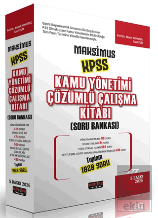 Maksimus KPSS Kamu Yönetimi Çözümlü Çalışma Kitabı Soru Bankası