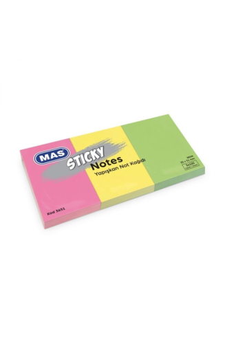 Mas 3651 Yapışkanlı Not Kağıdı- 35*51 - Neon - 100