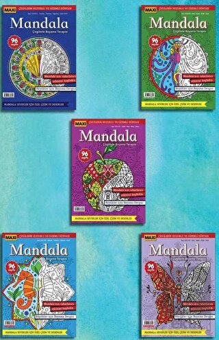 Maxi Mandala Çizgilerle Boyama Terapisi 5'li Set