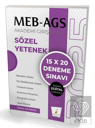 MEB - AGS Hazırlık Sözel Yetenek 15x20 Tamamı Dijital Çözümlü Deneme Sınavı