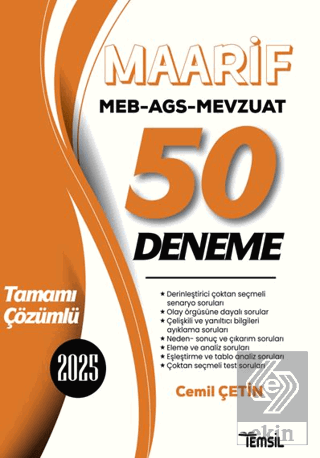 MEB-AGS Mevzuat MAARİF 50 Deneme Çözümlü Cemil Çetin Temsil Kitap Satı