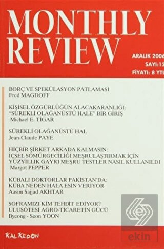 Monthly Review Bağımsız Sosyalist Dergi Sayı: 12 /