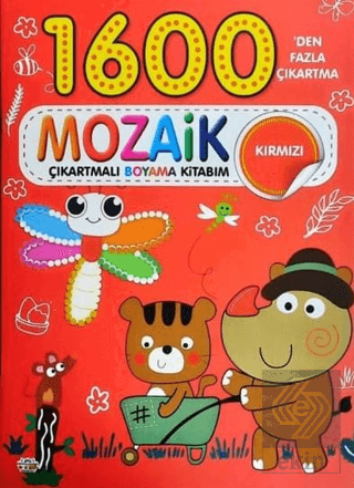 Mozaik Çıkartmalı Boyama Kitabı Kırmızı 1600den Fazla Çıkartma