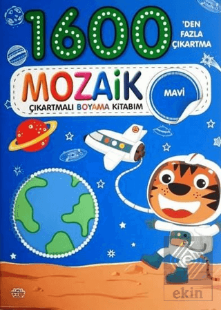 Mozaik Çıkartmalı Boyama Kitabı Mavi 1600den Fazla Çıkartma