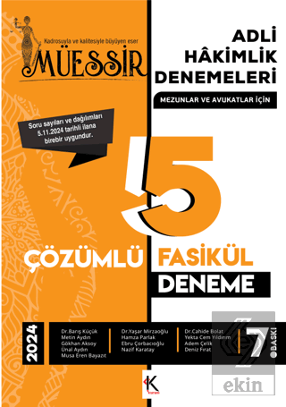 Müessir Adli Hakimlik Denemeleri- 2024 Çözümlü 5 Deneme