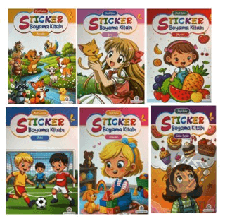 Neşeli Boyama Kitabı Sticker (6 Kitap Set)
