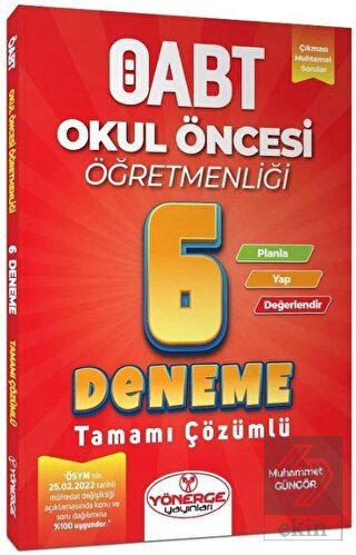 ÖABT Okul Öncesi Öğretmenliği 6 Deneme Çözümlü Yön