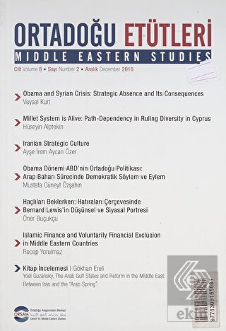 Ortadoğu Etütleri Cilt 8 Sayı 2 Aralık 2016