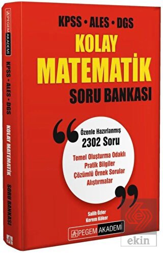 Pegem KPSS ALES DGS Kolay Matematik Soru Bankası Ç