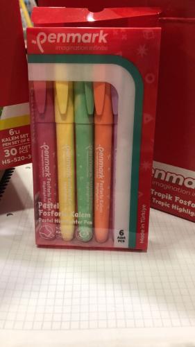 PENMARK FOSFORLU KALEM SETİ 6 LI NEON PASTEL