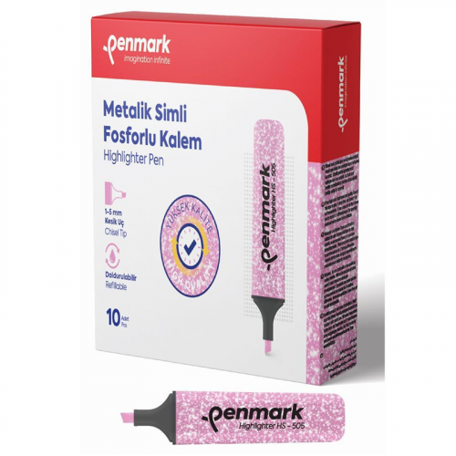 Penmark METALİK SİMLİ FOSFORLU KALEM GÜLPEMBE
