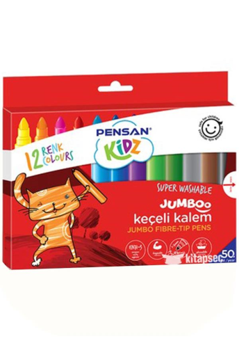 Pensan Kidz Yıkanabilir Jumbo Keçeli Kalem 12 Renk