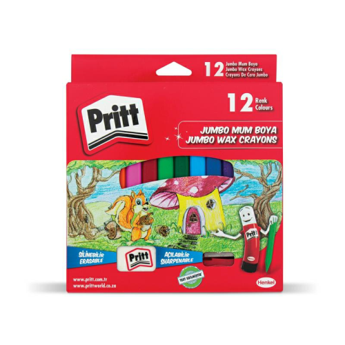 Pritt Jumbo Üçgen Silinebilir Pastel Boya 12 Renk