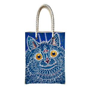 Psychedelic Cat Sanatsal Temalı Fermuarlı Günlük Kullanım Bez Çanta