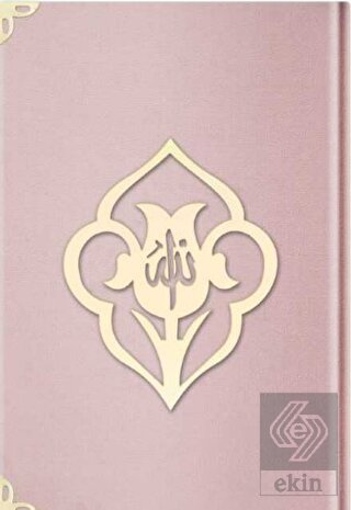 Rahle Boy Kadife Kuran-ı Kerim (Pudra Pembe, Güllü