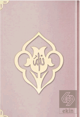 Rahle Boy Kadife Kuran-ı Kerim (Pudra Pembe, Güllü