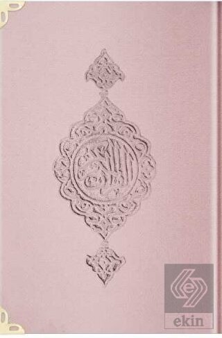 Rahle Boy Kadife Kur'an-ı Kerim (Pudra Pembe, Yald