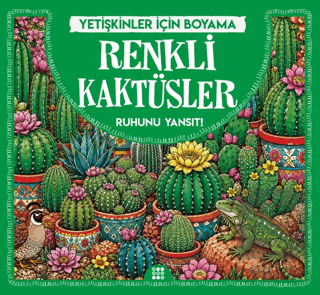 Renkli Kaktüsler & Yetişkinler için Boyama Ecem Sabır Dokuz Yayınları 