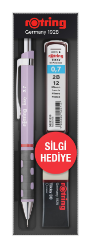 Rotring Tikky Versatil Kalem + Min + Silgi  3 Lü Okul Seti 0.7mm Lila