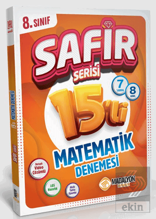 Safir 8. Sınıf Matematik Branş Deneme 15li Kolektif Madalyon Yayınları