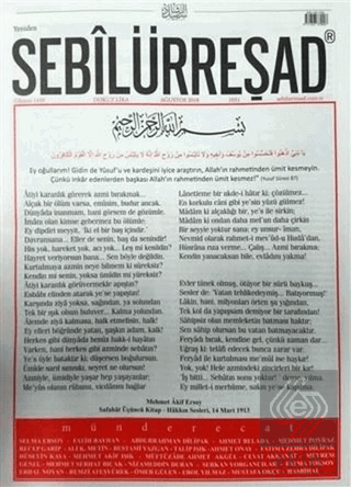 Sebilürreşad Dergisi Sayı: 1031 Ağustos 2018