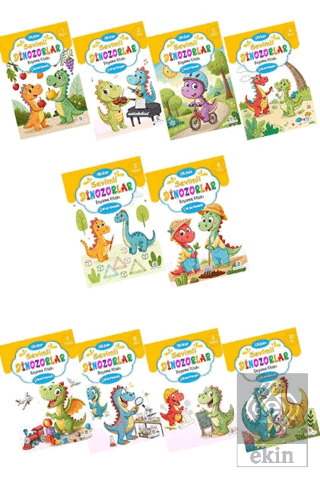 Sevimli Dinozorlar Boyama Kitabı Sticker Çıkartmalı (10 Kitap Set)