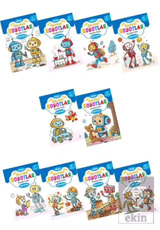Sevimli Robotlar Boyoma Kitabı Sticker Çıkartmalı (10 Kitap Set)