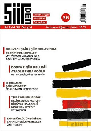 Şiirden İki Aylık Şiir Dergisi Sayı: 36 Temmuz-Ağu