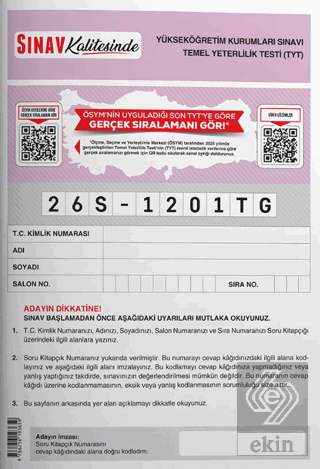 Sınav Kalitesinde 2026 TYT Deneme Kitabı