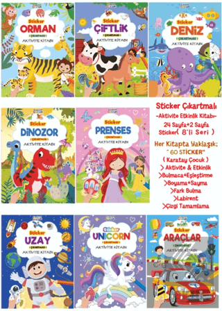 Sticker Çıkartmalı Aktivite Kitabı (8 Seri)
