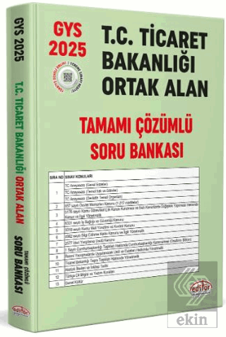T.C. Ticaret Bakanlığı Tüm Kadrolar İçin Tamamı Çözümlü Ortak Alan Sor
