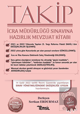 TAKİP İcra Müdürlüğü Sınavlarına Hazırlık Mevzuat Kitabı