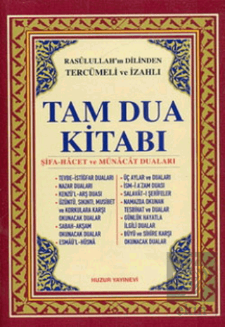Tam Dua Kitabı Rasulullah'ın Dilinden Tercümeli ve