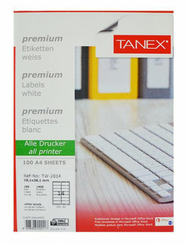 Tanex TW-2014 99,1x38,1 mm LASER ETİKET 100 AD.