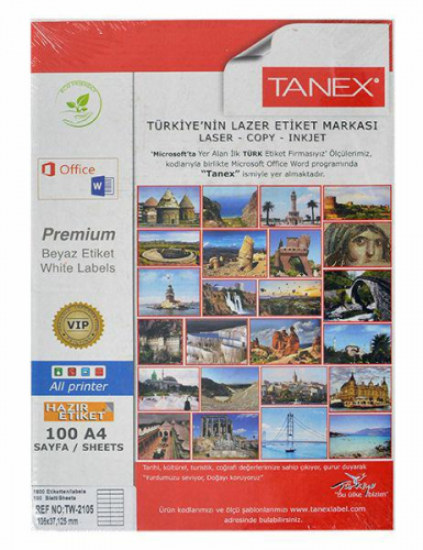 Tanex TW-2105 105x37,125 mm LASER ETİKET 100 AD.