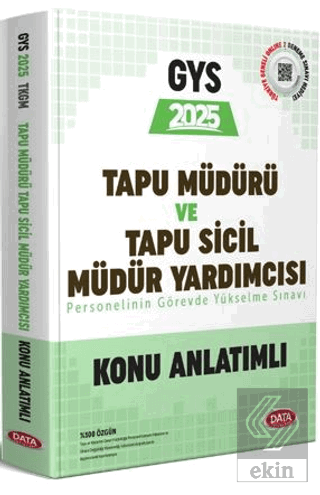 Tapu Müdürü-Tapu Sicil Müdür Yardımcısı GYS Konu Anlatımlı