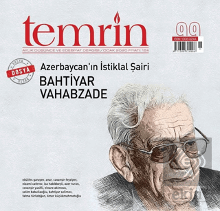 Temrin Düşünce ve Edebiyat Dergisi Sayı: 99 Ocak 2020