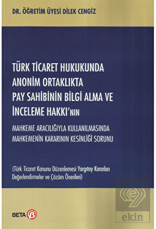 Türk Ticaret Hukukunda Anonim Ortaklıkta Pay Sahib