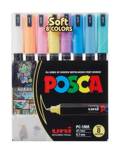 Posca 8 Renk Su Bazlı Poster MArker SoftRenk 8 li