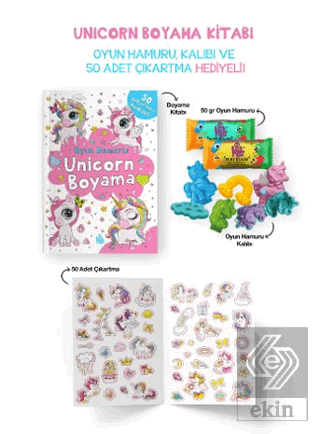 Unicorn Boyama Kitabı - Oyun Hamuru, Oyuncak ve Çıkartma Hediyeli