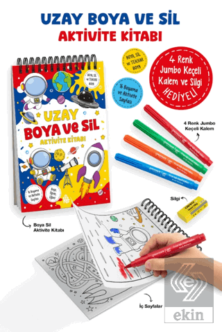 Uzay – Boya ve Sil Aktivite Kitabı / 3 Yaş +