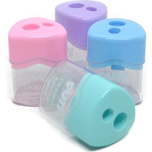 Viva Puti Çift Bölmeli Plastik Kalemtraş Pastel 4 Renk Mix