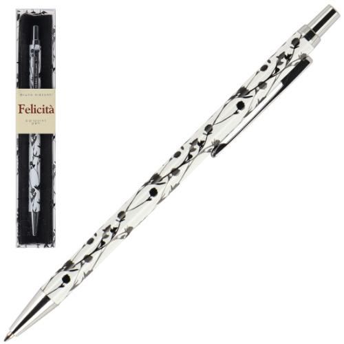 Vj Felicita Tükenmez Kalem Kutulu Metal Gövde Çiçekler Desen 0.7mm Mavi